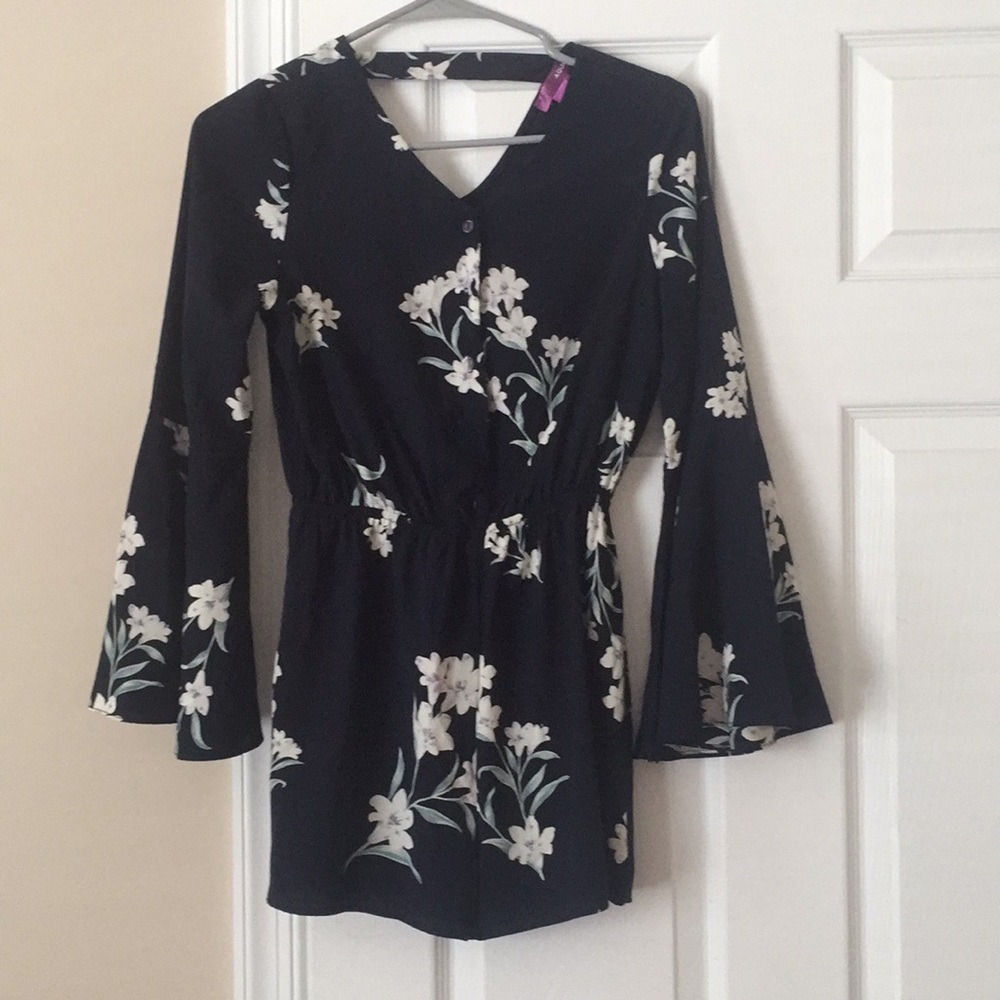 Girls AQUA Floral Romper